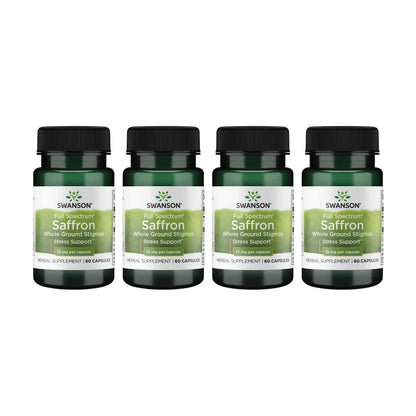 Swanson Full Spectrum Saffron – Whole Ground Stigmas, 60 Veggie Capsules, 4 Pack