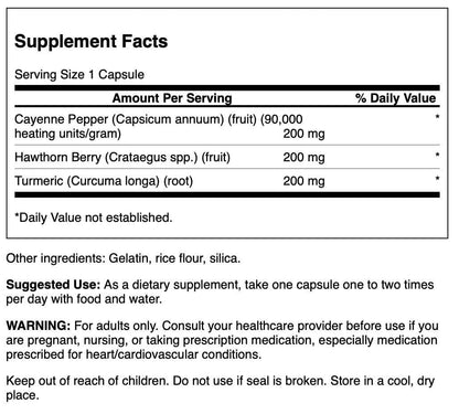 Swanson Full Spectrum Turmeric Hawthorn & Cayenne 60 Capsules