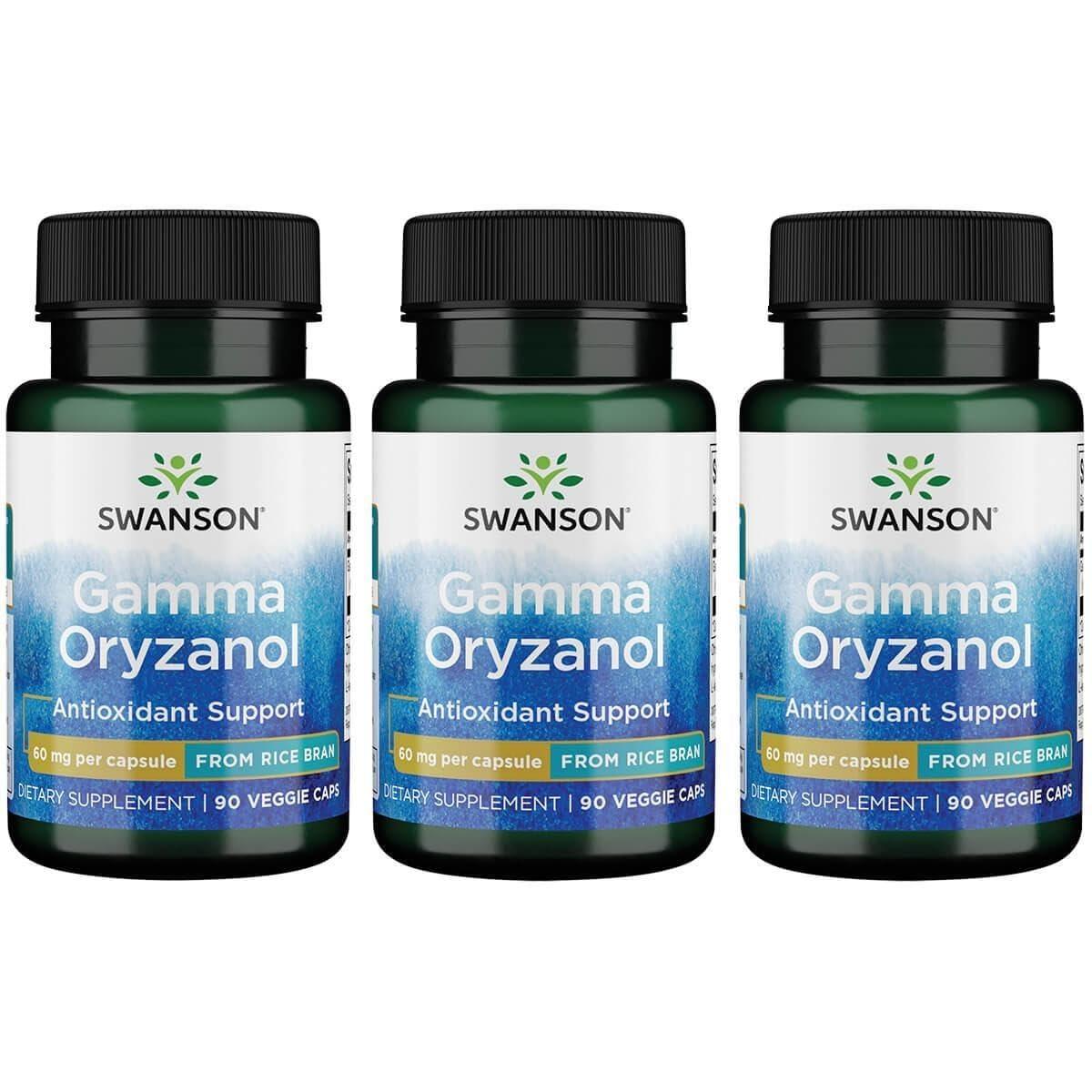 Swanson Gamma Oryzanol from Rice Bran 60 mg Veg Caps (3 Pack) - Antioxidant & Hormone Support