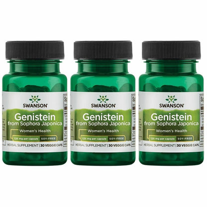 Swanson Soy-Free Genistein — Plant-Based Women’s Wellness Supplement (60 Veggie Capsules, 125 mg) 3 Pack