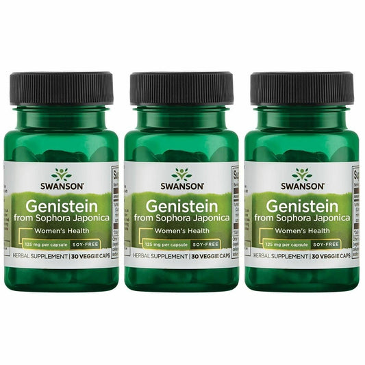 Swanson Soy-Free Genistein — Plant-Based Women’s Wellness Supplement (60 Veggie Capsules, 125 mg) 3 Pack BritishVita | Premium UK Vitamins & Wellness Supplements