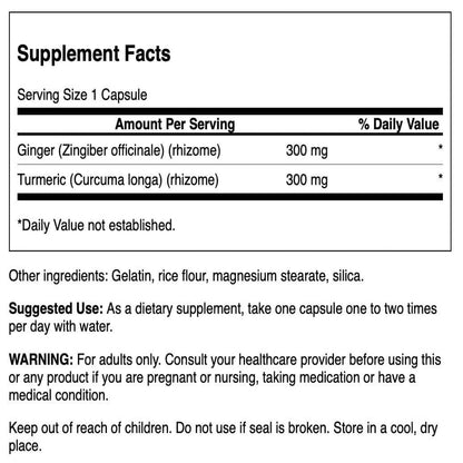 Swanson Full Spectrum Ginger & Turmeric 60 Capsules | Digestive Health