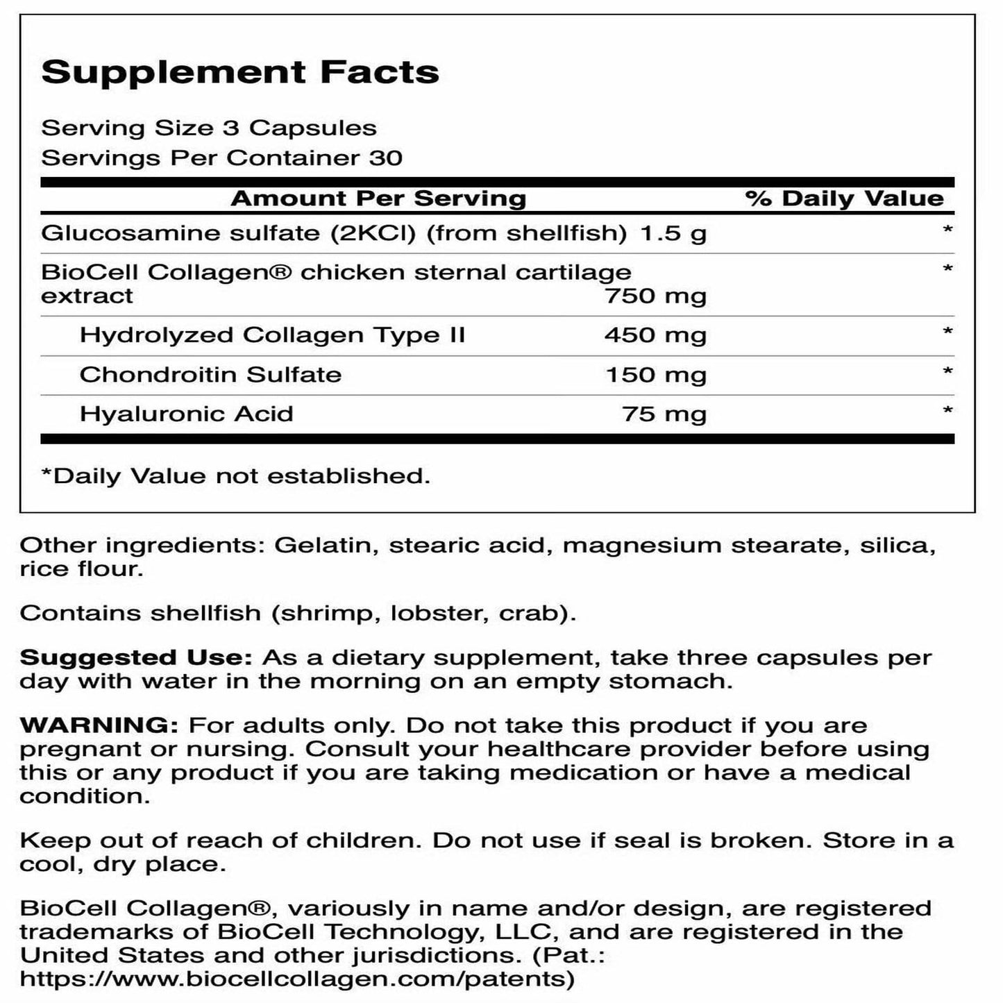 Swanson Glucosamine & Collagen Type II with BioCell – 90 Capsules (4 Pack)