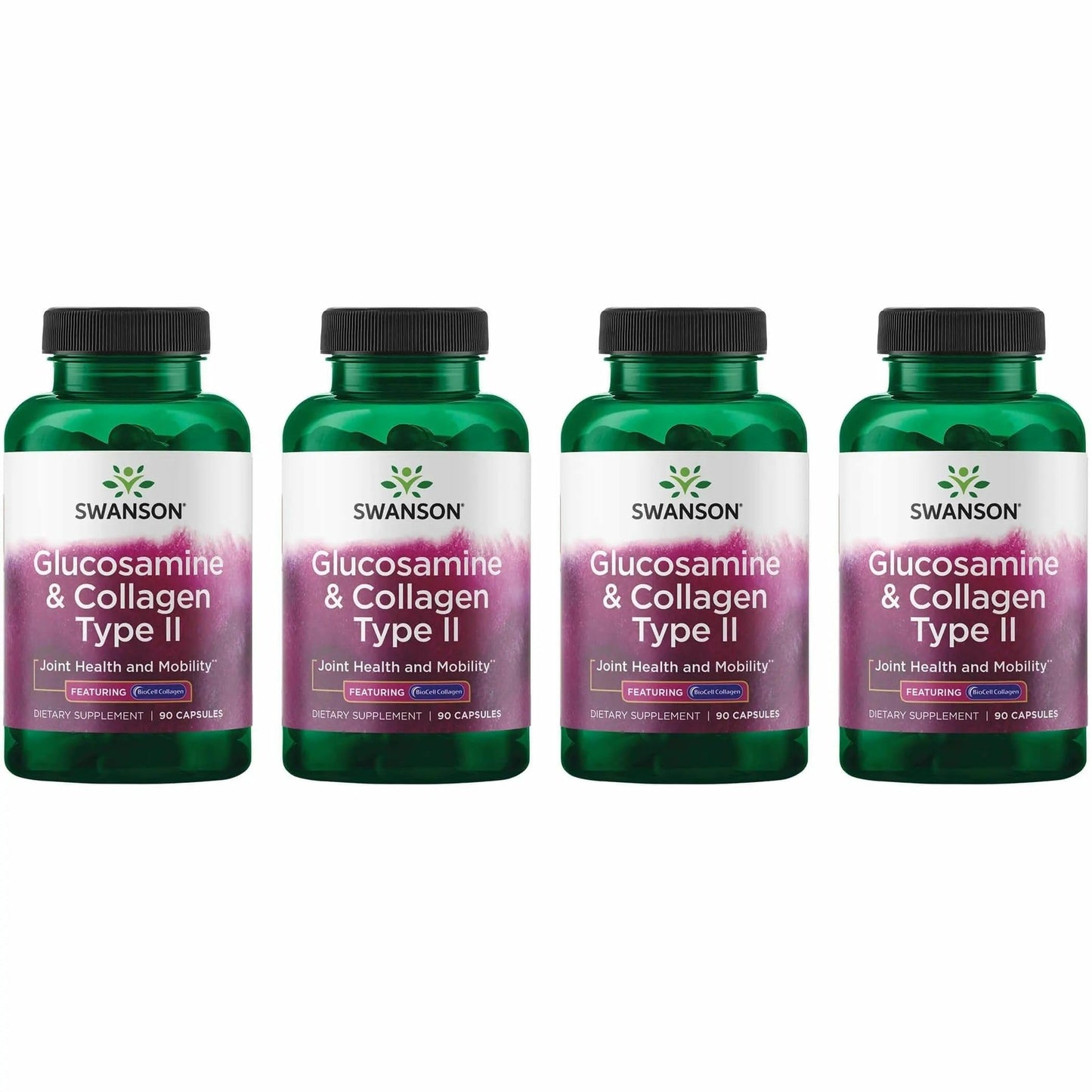Swanson Glucosamine & Collagen Type II with BioCell – 90 Capsules (4 Pack)