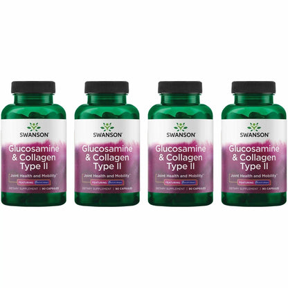 Swanson Glucosamine & Collagen Type II with BioCell – 90 Capsules (4 Pack)