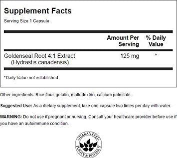 Swanson GOLDENSEAL Root 125 mg - 100 Caps | Immune Support, Non-GMO