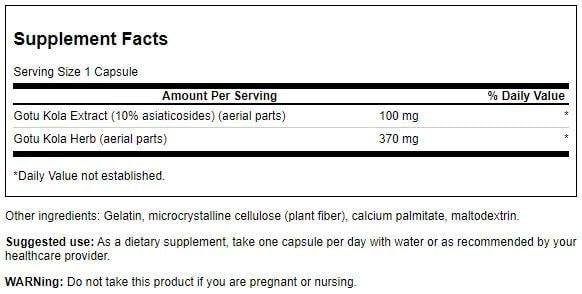 Swanson Gotu Kola (Standardized) 100 Milligrams 120 Capsules