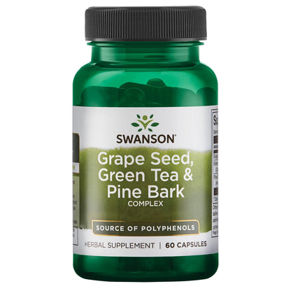 Swanson Grape Seed Green Tea & Pine Bark Complex - Antioxidant Support, 60 Capsules