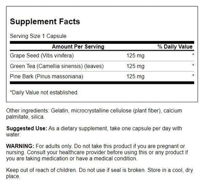 Swanson Grape Seed Green Tea & Pine Bark Complex - Antioxidant Support, 60 Capsules