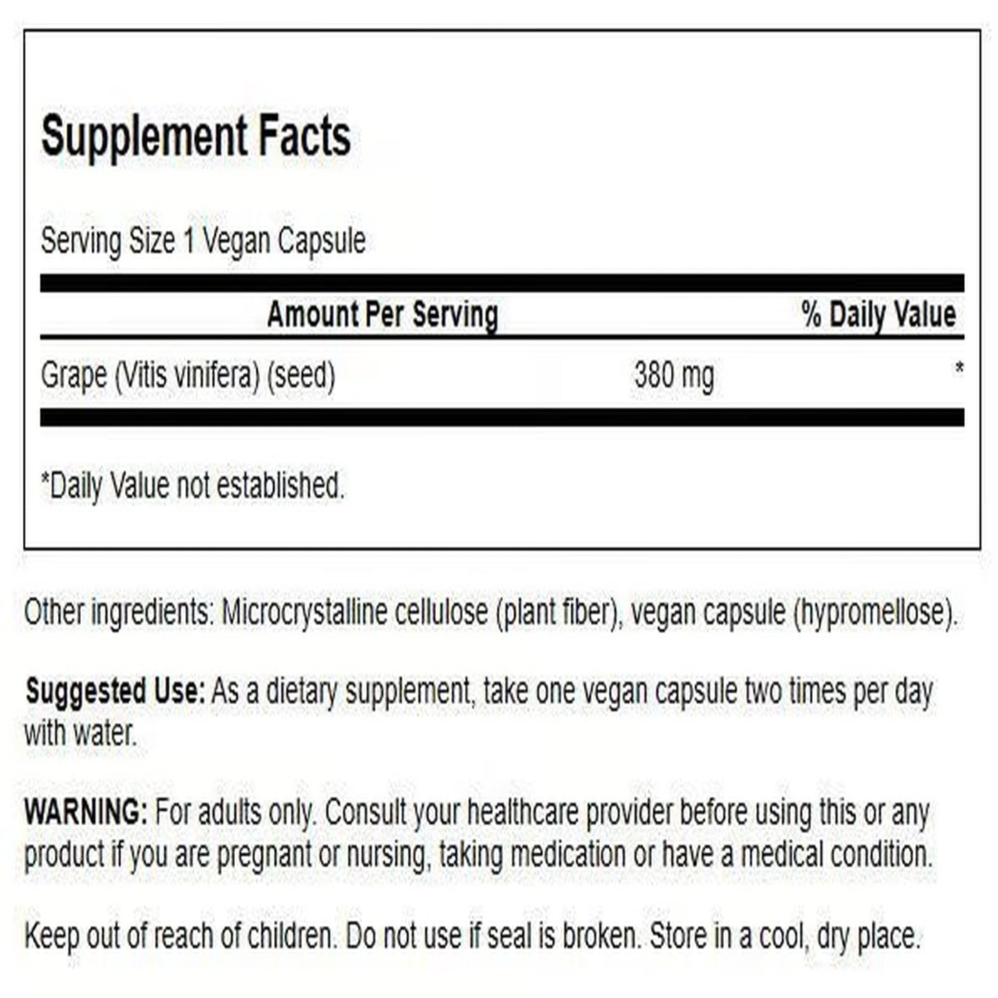 Swanson Grape Seed OPCs 380 mg - Heart Health & Antioxidant Support, 100 Capsules