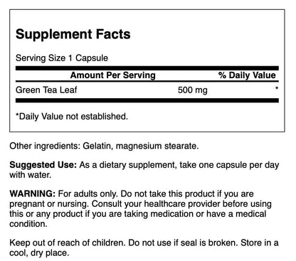 Swanson Green Tea 500 mg – 30 Capsules | Antioxidants & Vitality