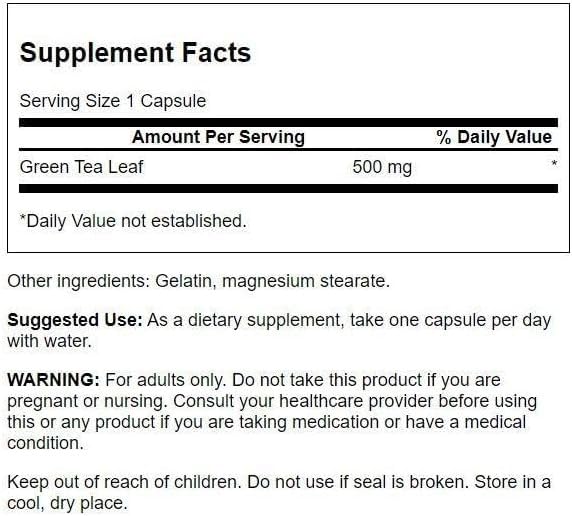 Swanson Green Tea Extract Supplement - 500 mg, 100 Capsules | Antioxidant Rich