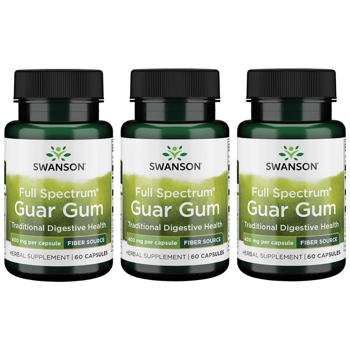 Swanson Full Spectrum Guar Gum 400 mg – 60 Caps (3 Pack) | Plant-Based Fiber