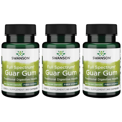 Swanson Full Spectrum Guar Gum 400 mg – 60 Caps (3 Pack) | Plant-Based Fiber