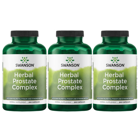 Swanson Herbal Prostate Complex - Men's Supplement - Pygeum, Saw Palmetto & Stinging Nettle - (200 Capsules) (3 Pack) BritishVita | Premium UK Vitamins & Wellness Supplements