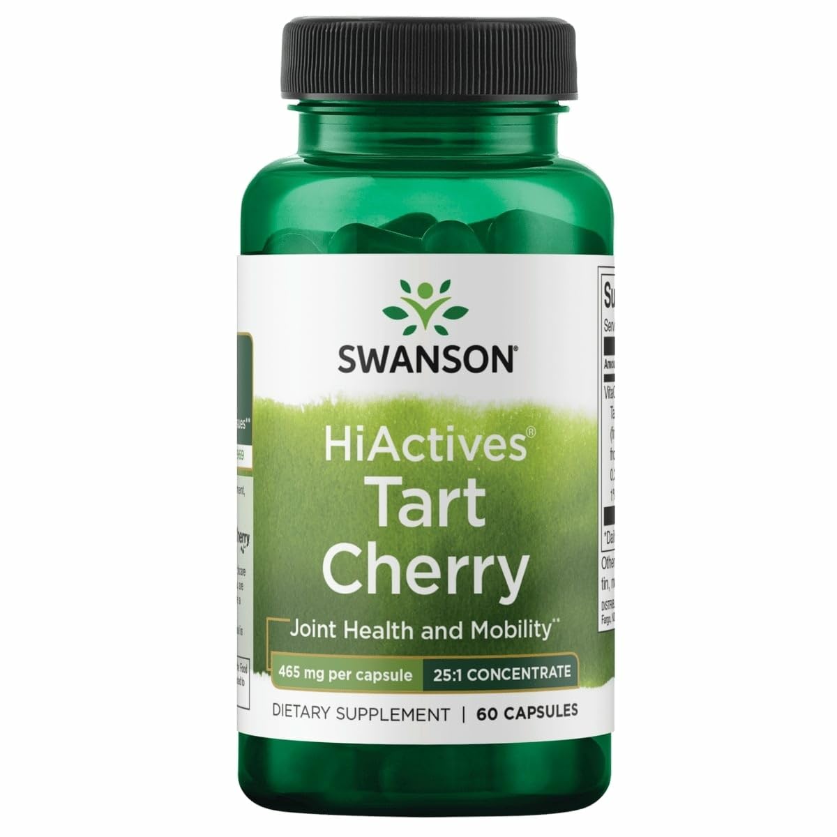 Swanson HiActives Tart Cherry – Natural Joint Health & Mobility Support (60 Capsules, 465 mg Each)