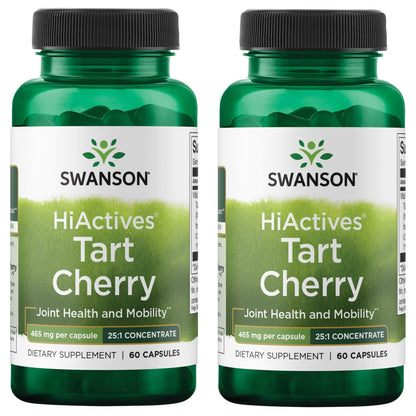 Swanson HiActives Tart Cherry - Natural Joint Health Supplement for Mobility & Flexibility (60 Capsules, 2 Pack, 465mg per Capsule)