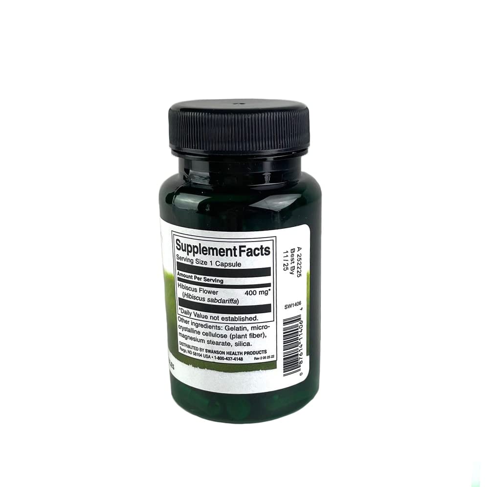 Swanson Full-Spectrum Hibiscus Flower – 400mg, 60 Capsules (2 Pack)