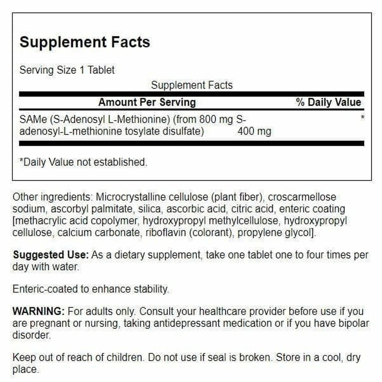 Swanson High-Potency Same 400 Milligrams 30 Tabs