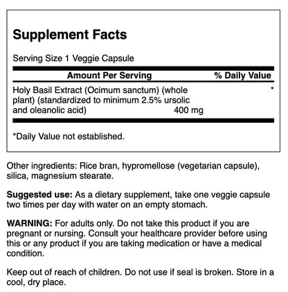 Swanson Holy Basil (Tulsi) Extract 400 mg - 60 Veg Capsules