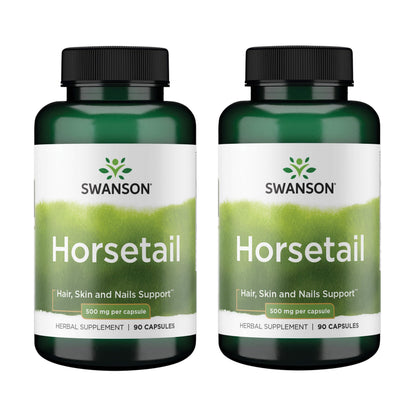 Swanson Horsetail - Herbal Support for Hair, Skin & Nails (90 Capsules, 500mg) - 2 Pack