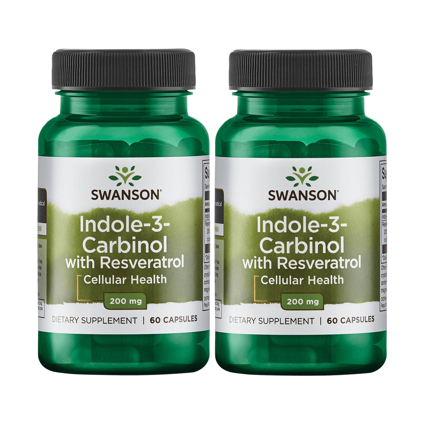 Swanson Indole-3-Carbinol with Resveratrol - I3C Supplement 60 Capsules (200mg) - 2 Pack