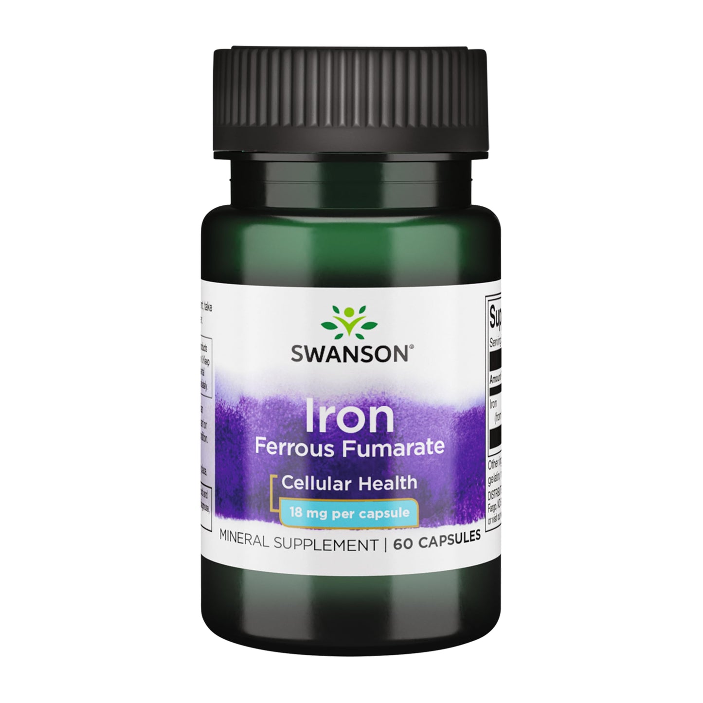 Swanson Iron (Ferrous Fumarate) – Energy Support, Oxygen Delivery & Fatty Acid Metabolism | 60 Caps, 18 mg