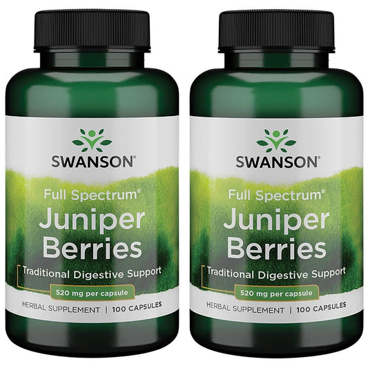 Swanson Juniper Berries 520 mg - Digestive & Immune Support (2 Pack, 100 Capsules) BritishVita | Premium UK Vitamins & Wellness Supplements