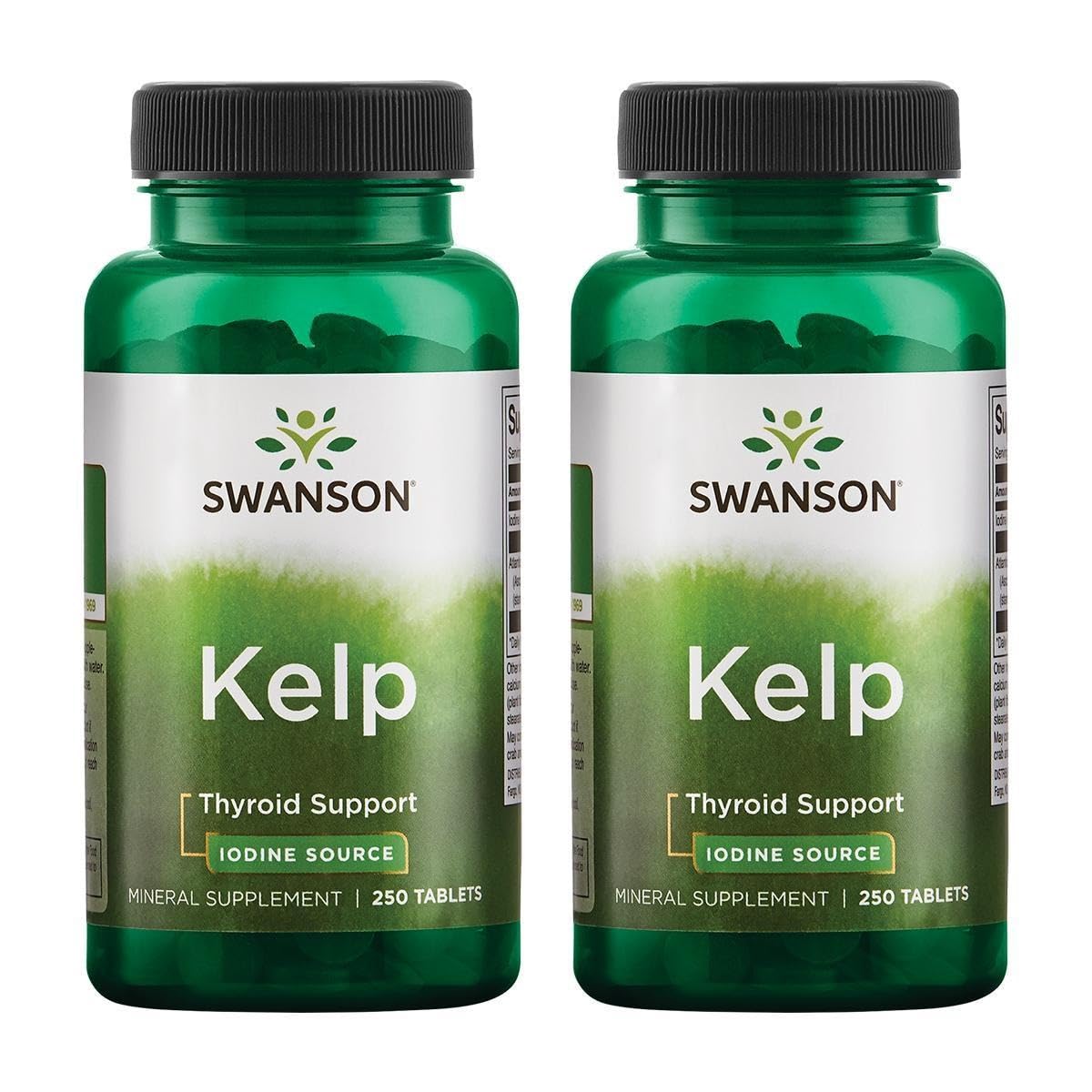 Swanson Kelp - Natural Iodine for Thyroid Health | 2-Pack, 250 Tablets