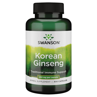 Swanson Korean Ginseng 250 mg – 300 Capsules | Energy & Immune Support