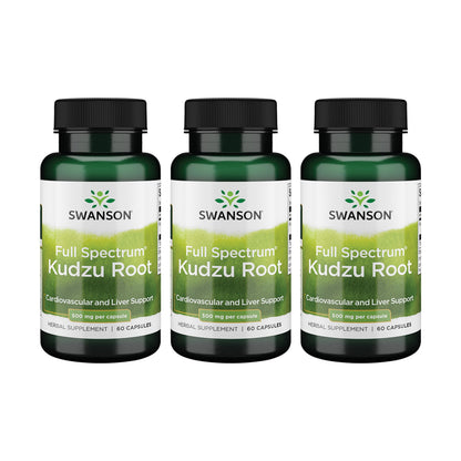 Swanson Full Spectrum Kudzu Root – Heart & Liver Health Support (60 Capsules, 500mg) – 3 Pack