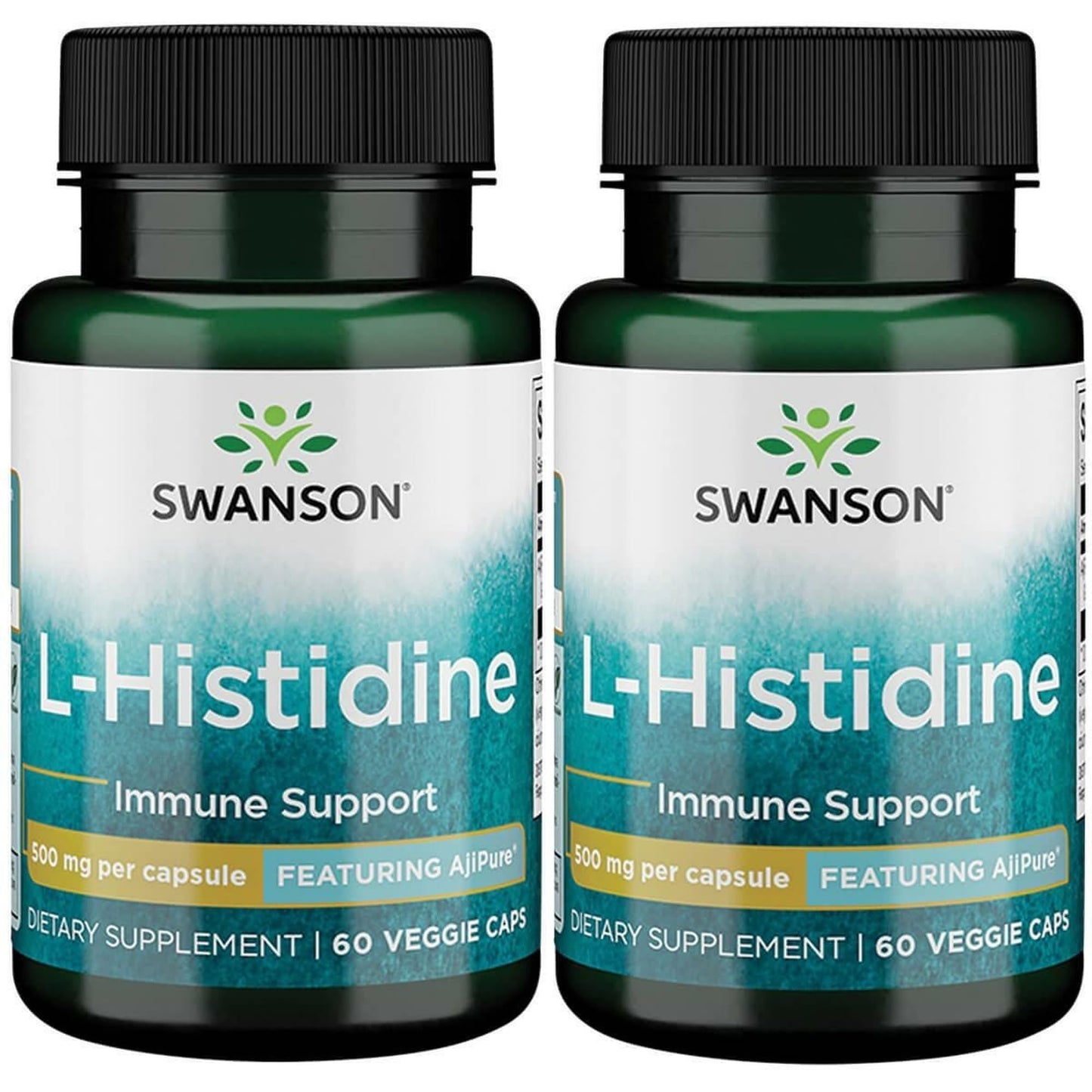 Swanson L-Histidine with Ajipure 500 mg - 60 Veg Caps (2 Pack)