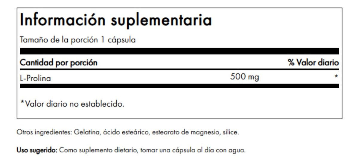 Swanson L-Proline 500 mg — Collagen & Connective Tissue Support, 100 Capsules