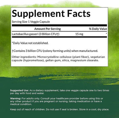 Swanson Lactobacillus Gasseri Probiotic - 3 Billion CFU - Satiety and Fat Metabolism Support - 60 Veggie Capsules (2 Bottles)