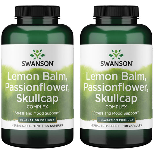 Swanson Lemon Balm Passion Flower Skullcap Complex 180 Caps 2-Pack BritishVita | Premium UK Vitamins & Wellness Supplements