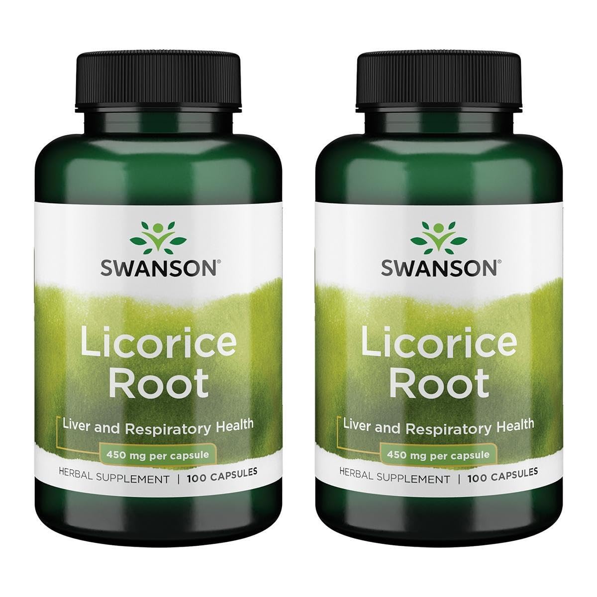 Swanson Licorice Root 450 mg 100 Caps (2 Pack) - Digestive & Liver Support