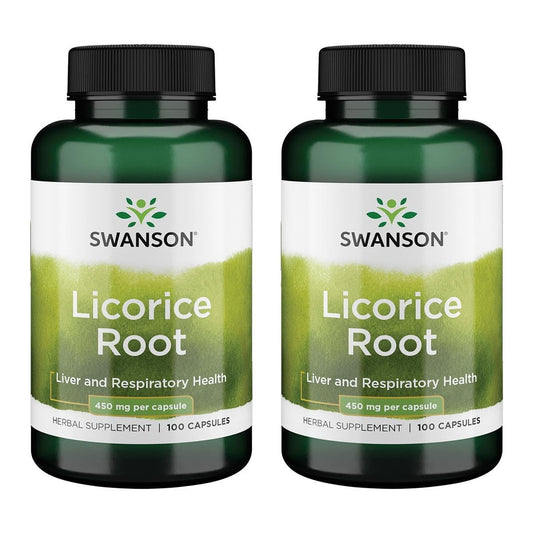 Swanson Licorice Root 450 mg 100 Caps (2 Pack) - Digestive & Liver Support BritishVita | Premium UK Vitamins & Wellness Supplements