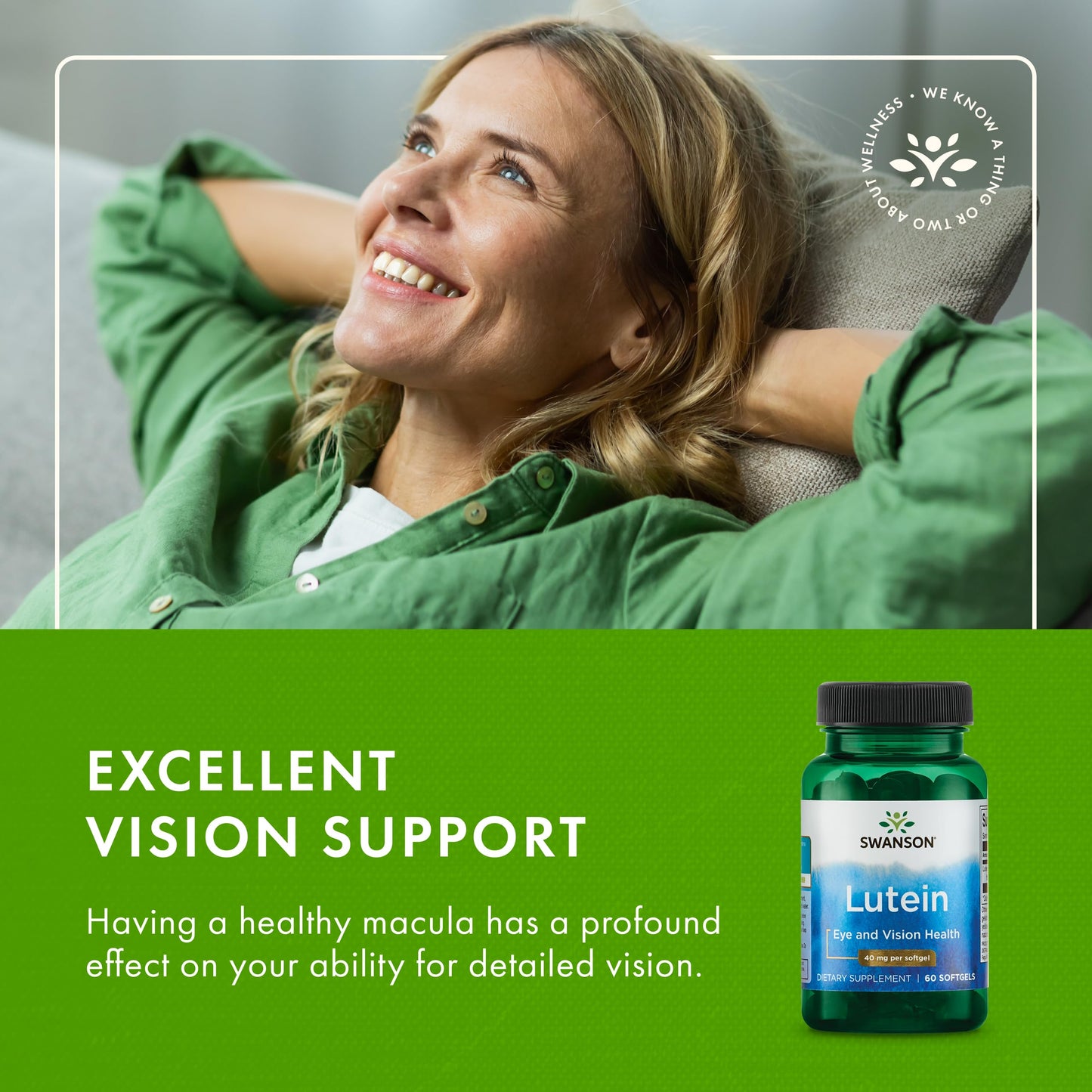 Swanson Lutein Eye Vision Supplement – 4 mg per Softgel, 60 Softgels