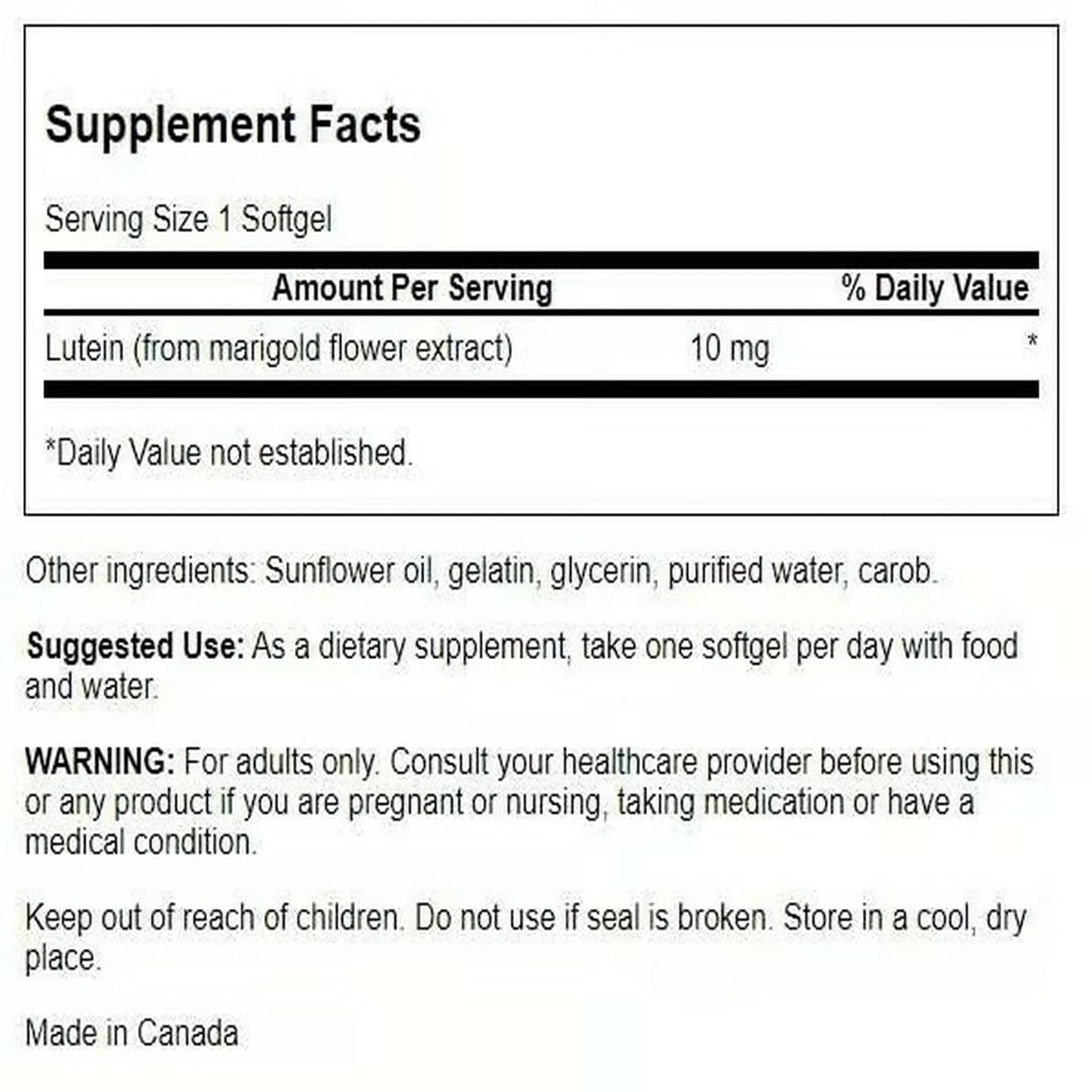 Swanson Lutein 10 mg 60 Sgels (2 Pack) | Vision Support
