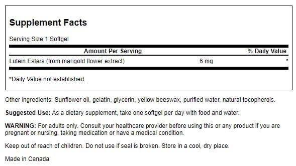 Swanson Lutein 6 Milligrams - 100 Sgels | Eye Health Support