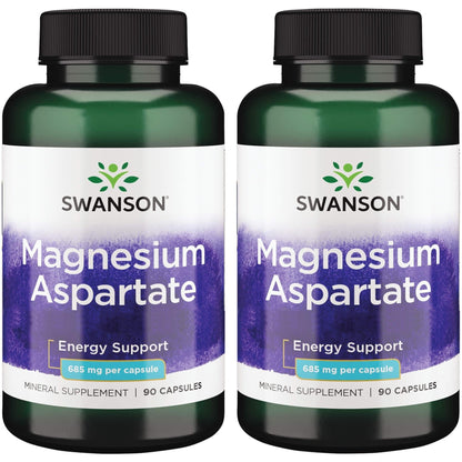 Swanson Magnesium Aspartate 685 mg 90 Caps (2 Pack) – Magnesium Supplement