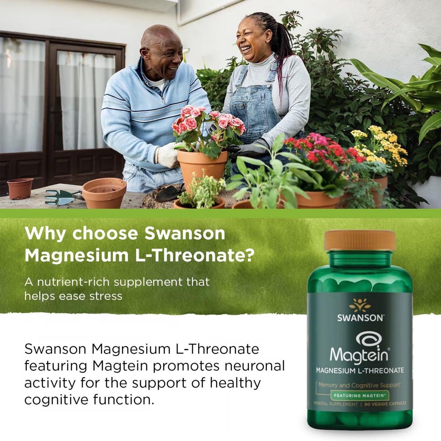 Swanson Magnesium L-Threonate – Brain Health Mineral Supplement (90 Veggie Capsules) 2-Pack