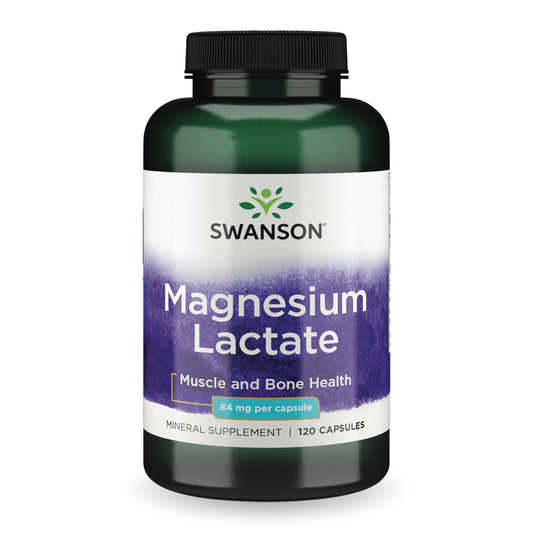 Swanson Magnesium Lactate (84 mg) - Lactose-Free Mineral Supplement, 120 Capsules BritishVita | Premium UK Vitamins & Wellness Supplements