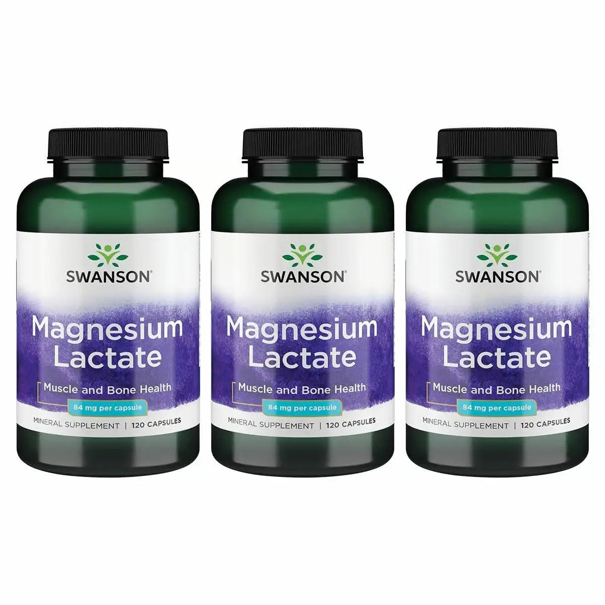 Swanson Magnesium Lactate – Gentle Lactate Magnesium for Muscle & Bone Support | 3 Pack BritishVita | Premium UK Vitamins & Wellness Supplements