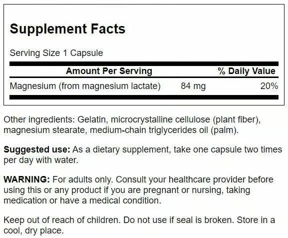 Swanson Magnesium Lactate – Gentle Lactate Magnesium for Muscle & Bone Support | 3 Pack BritishVita | Premium UK Vitamins & Wellness Supplements