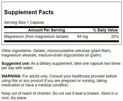 Swanson Magnesium Lactate – Gentle Lactate Magnesium for Muscle & Bone Support | 3 Pack BritishVita | Premium UK Vitamins & Wellness Supplements