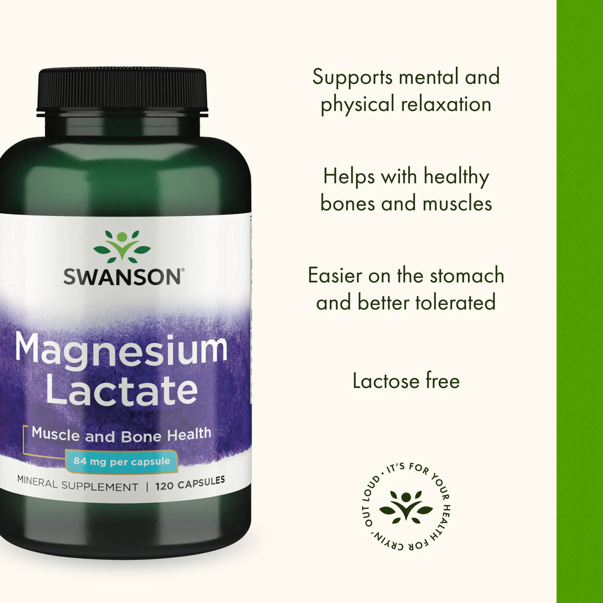 Swanson Magnesium Lactate – Gentle Lactate Magnesium for Muscle & Bone Support | 3 Pack BritishVita | Premium UK Vitamins & Wellness Supplements