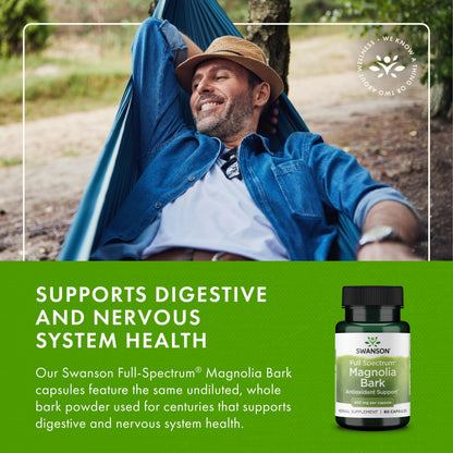Swanson Magnolia Bark: Nervous System & Digestive Support (60 Caps)