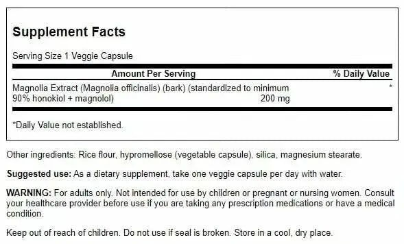 Swanson Magnolia Bark Herbal Supplement – Nervous System & Digestive Support (30 Veggie Capsules, 200mg) 4 Pack BritishVita | Premium UK Vitamins & Wellness Supplements