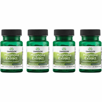 Swanson Magnolia Bark Herbal Supplement – Nervous System & Digestive Support (30 Veggie Capsules, 200mg) 4 Pack BritishVita | Premium UK Vitamins & Wellness Supplements